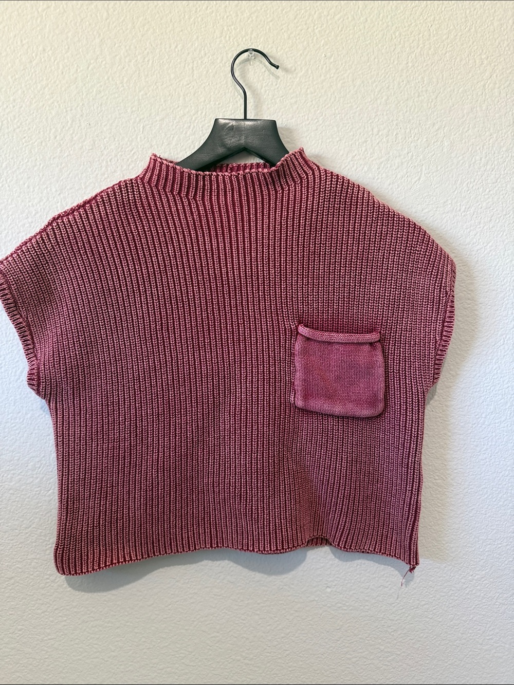 Zenana Outfitters Ribbed Boxy Short-Sleeve Sweater - Dusty Rose